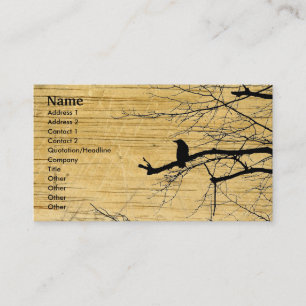 Raven on the Tree with wooden background Business  Card