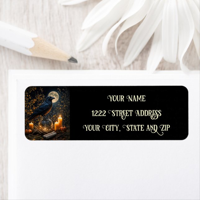 Raven Pagan Witchy Mystical Return Address (Insitu)