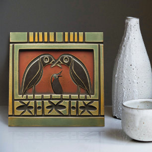 Raven Parents & Ants Art Deco Nouveau Wall Decor Tile
