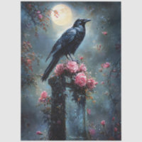 Raven Perched on a Tombstone