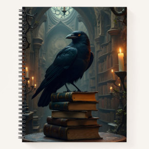 Raven Perched on Booiks Notebook