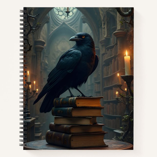 Raven Perched on Booiks Notebook (Front)