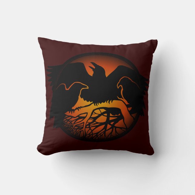 Raven Pillows First Nations Raven Art Pillows (Front)