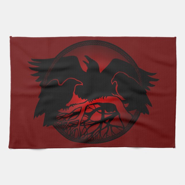 Raven Plate First Nations Raven Art Serving Plates Kitchen Towel (Horizontal)