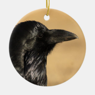 raven profile ceramic ornament