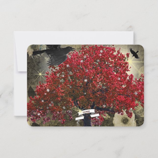 Raven Red Tree Tree Gothic RSVP (Front)