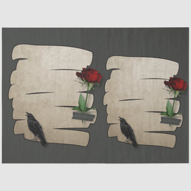 Raven Rose Paper Gothic 20x30 Decoupage  (Front)
