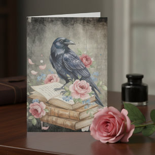 Raven & Roses - Vintage Floral Note Card
