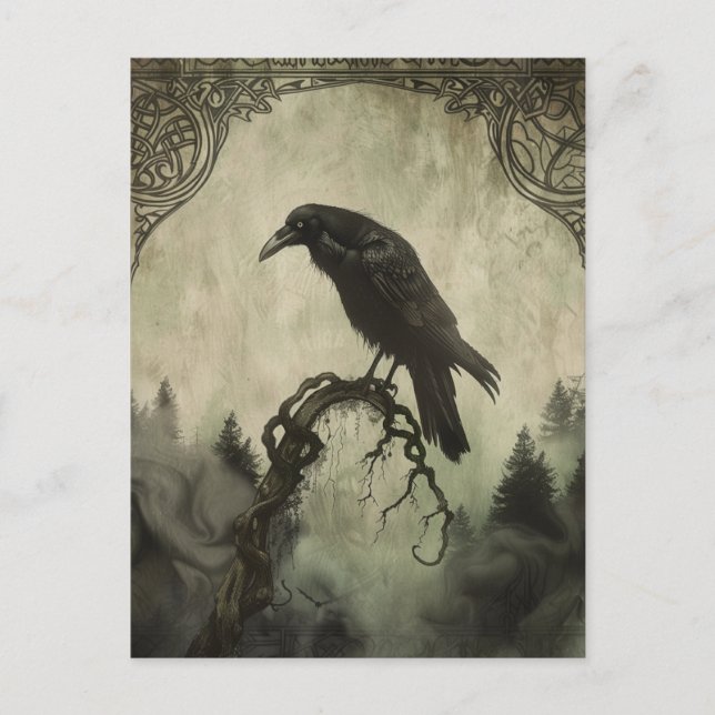 Raven Samhain Halloween Greeting Card (Front)