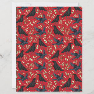 Raven Scrapbook Paper in Red