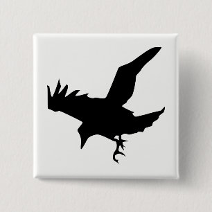 Raven Silhouette 2 Inch Square Button
