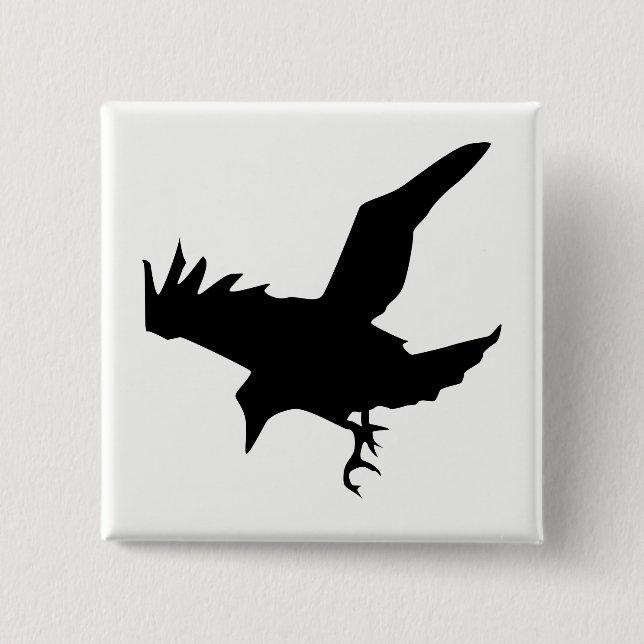 Raven Silhouette 2 Inch Square Button (Front)