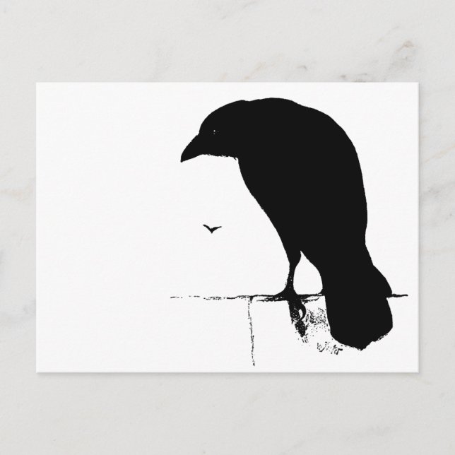 Raven Silhouette - Vintage Goth Ravens & Crows Postcard (Front)