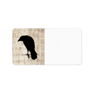 Raven Silhouette - Vintage Retro Ravens & Crows Label