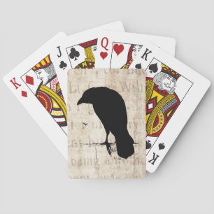 Raven Silhouette - Vintage White Ravens & Crows Playing Cards