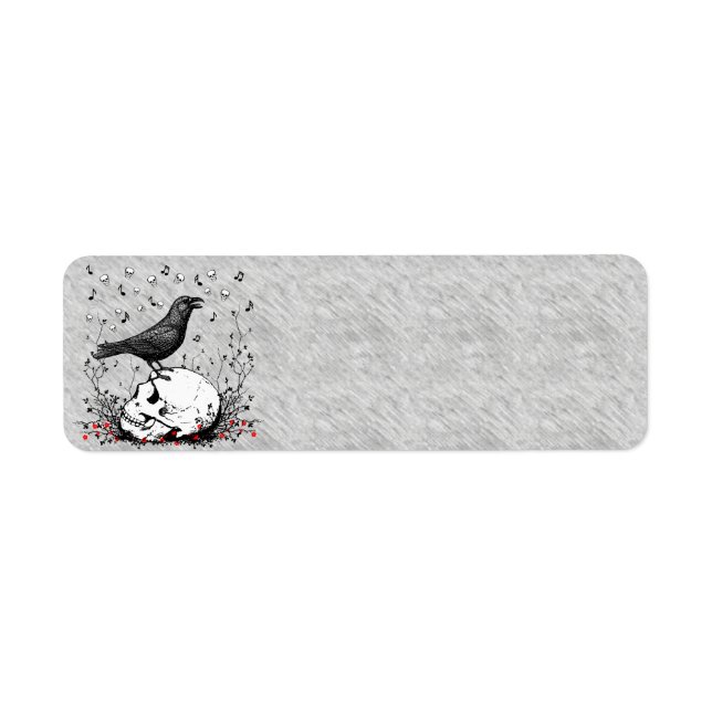 Raven Sings Song of Death on Skull Illustration (Front)