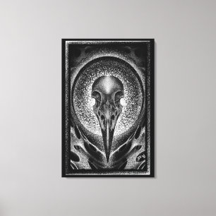 Raven skull canvas print
