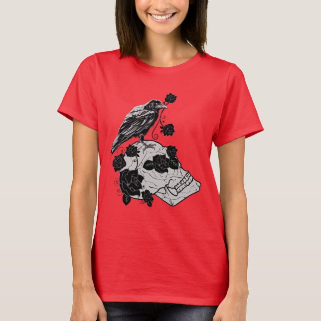 Raven Skull & Roses Womens Tee (Front)