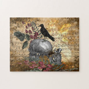 Raven Skull Spider Creepy Jigsaw Puzzle