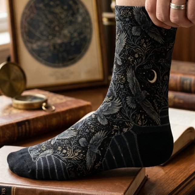 Raven Socks for Dad or Grandfather (These moody raven socks are perfect for a grandfather's unique Father's Day gift.)