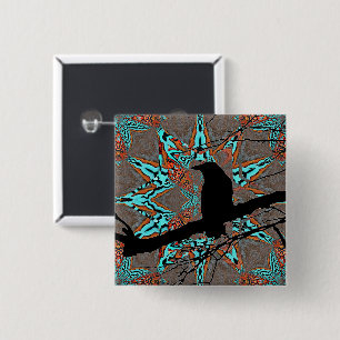 Raven Star of Fractal Complexity 2 Inch Square Button