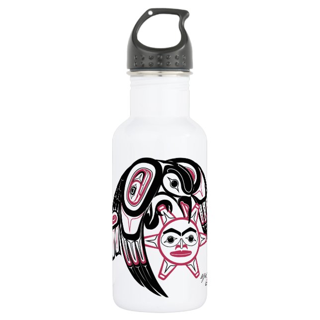 Raven Stealing the Sun 532 Ml Water Bottle (Front)