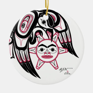 Raven Stealing the Sun Ceramic Ornament