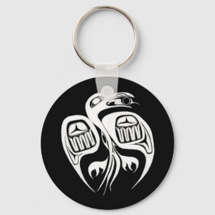 raven steals the sun , or is it the moon? keychain