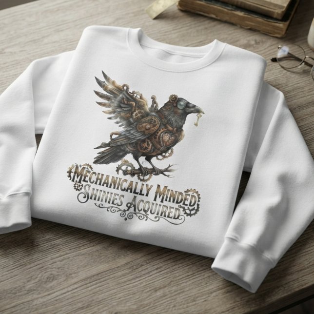 Raven Steampunk Mechanical Clockwork Sweatshirt (Steampunk raven sweatshirt for sci-fi fans and convention wear.)