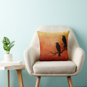 Raven Sunset Throw Pillow