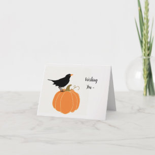RAVEN SUR LA CARTE CITROUILLE HALLOWEEN/AUTOMNE
