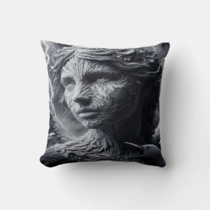 Raven Thought Throw Pillow
