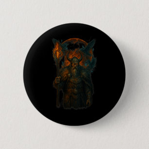 Raven Viking Halloween Design Norse Sorcerer Moon  2 Inch Round Button