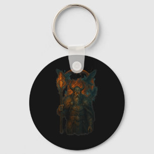 Raven Viking Halloween Design Norse Sorcerer Moon Keychain