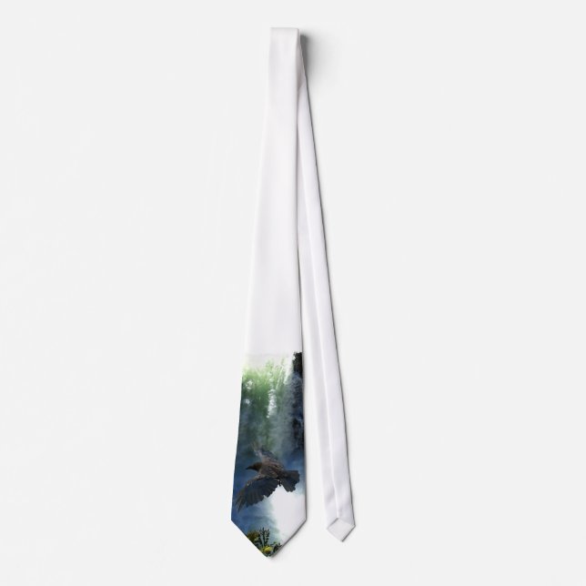 RAVEN & WATER FALL Nature Gifts Tie (Front)