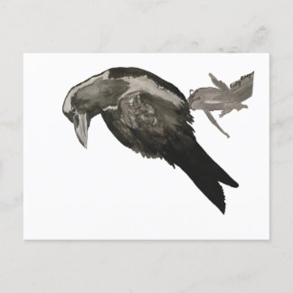 Raven Watercolor Postcard