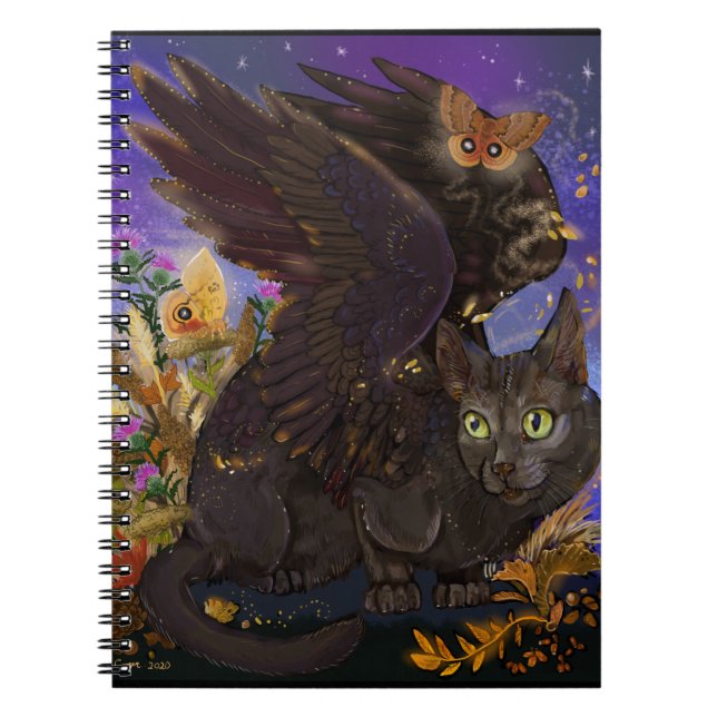 Raven Winged Autumn Magic Cat Notebook (Front)