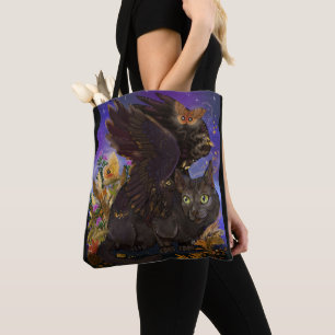 Raven Winged Autumn Magic Cat Tote Bag