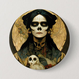 Raven Witch 2 Fantasy Horror Goth Gothic 3 Inch Round Button