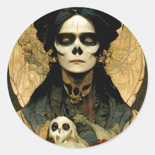 Raven Witch 2 Fantasy Horror Goth Gothic Classic Round Sticker