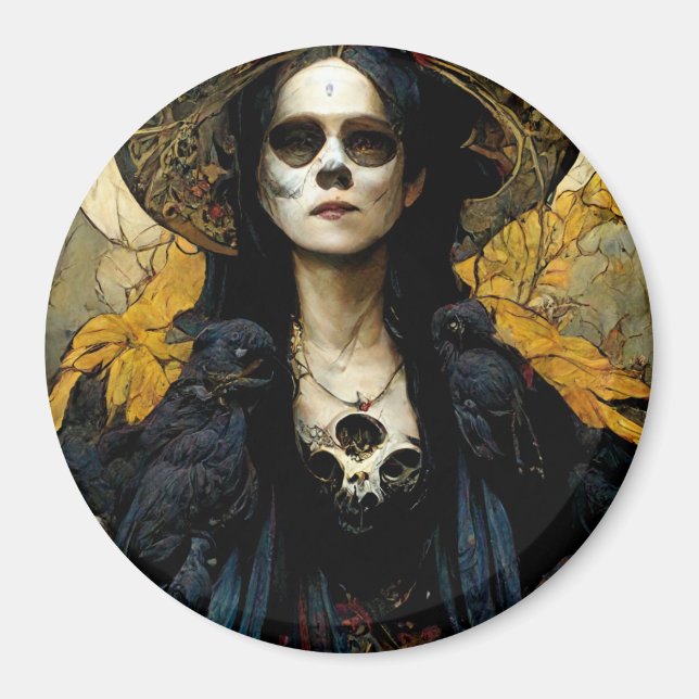 Raven Witch 3 Fantasy Horror Goth Gothic Magnet (Front)