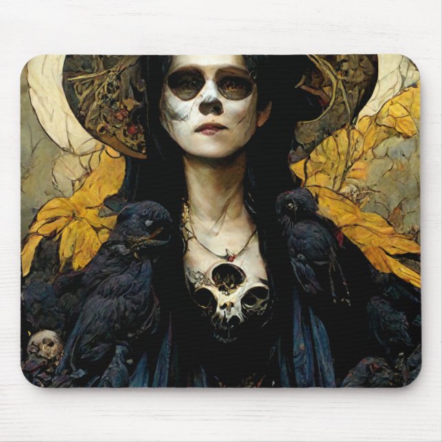 Raven Witch 3 Fantasy Horror Goth Gothic Mouse Pad (Front)