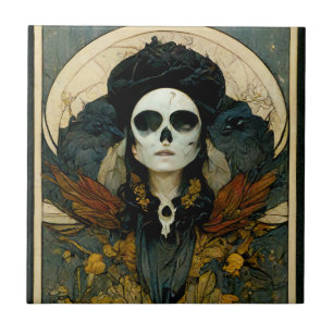 Raven Witch Fantasy Horror Goth Gothic Tile