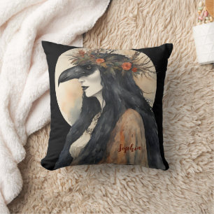 Raven Witch Throw Pillow