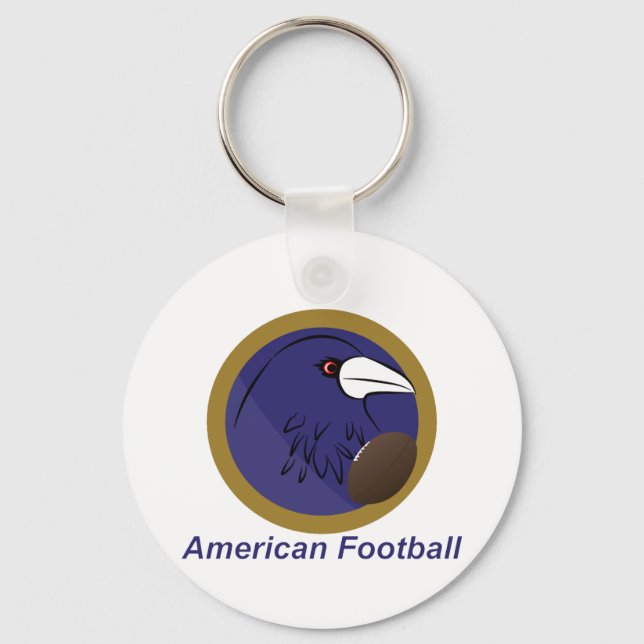 Raven with american football ball keychain (Front)