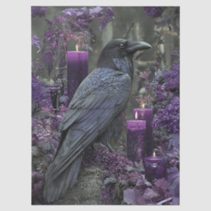 Raven with Purple Candles in Enchanted Forest Tissue Paper