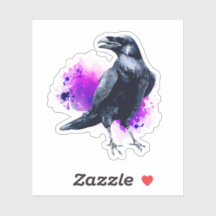 Raven With Purple Watercolor Splash Background