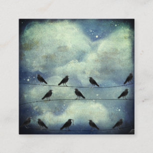 Raven With Skeleton Key And Birds Sit On Wire Square Business Card