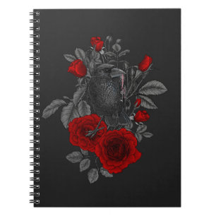 Raven with the key and roses notebook