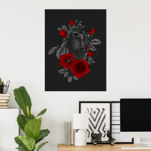 Raven with the key and roses poster